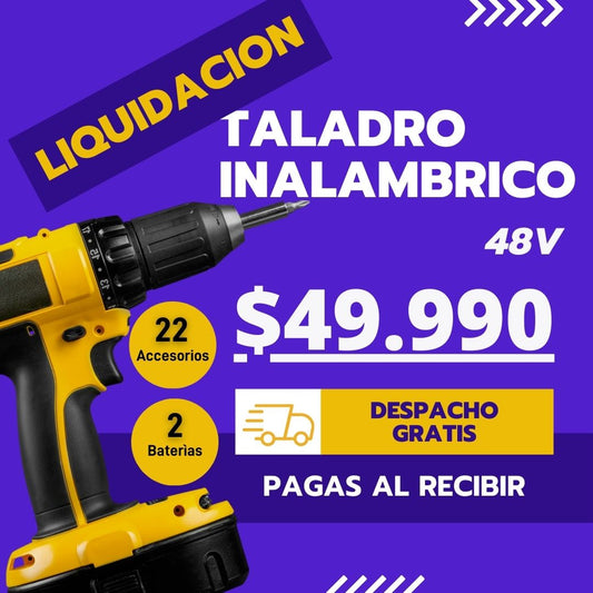 Taladro Inalámbrico de Alta Potencia  PROMAX 48 vatios + 2 BATERIAS Y ACCESORIOS